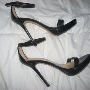 ZARA SANDALS BLACK LEATHER STILETTO HEELS SZ 39 EU SZ 8.5 US